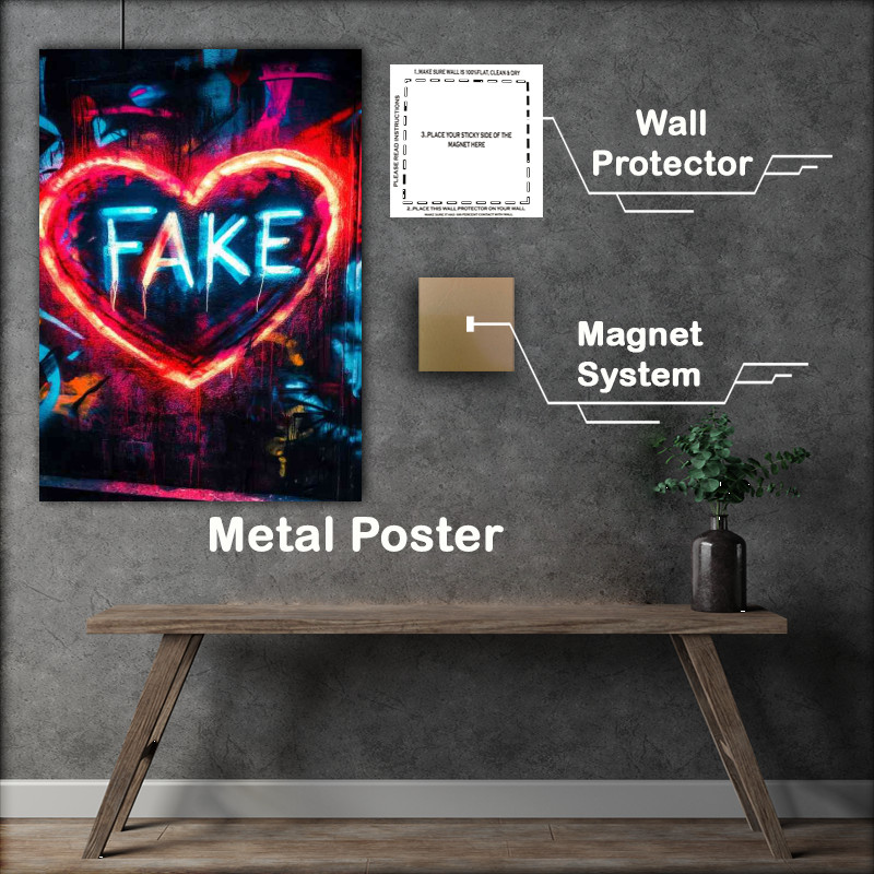 Buy Metal Poster : (Heart shaped graffiti piece its all fake)