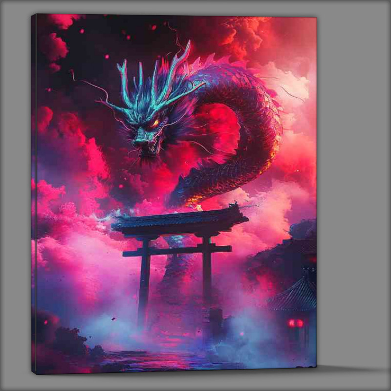 Buy Canvas : (Chinese dragon surrounded clouds and Tori gate)
