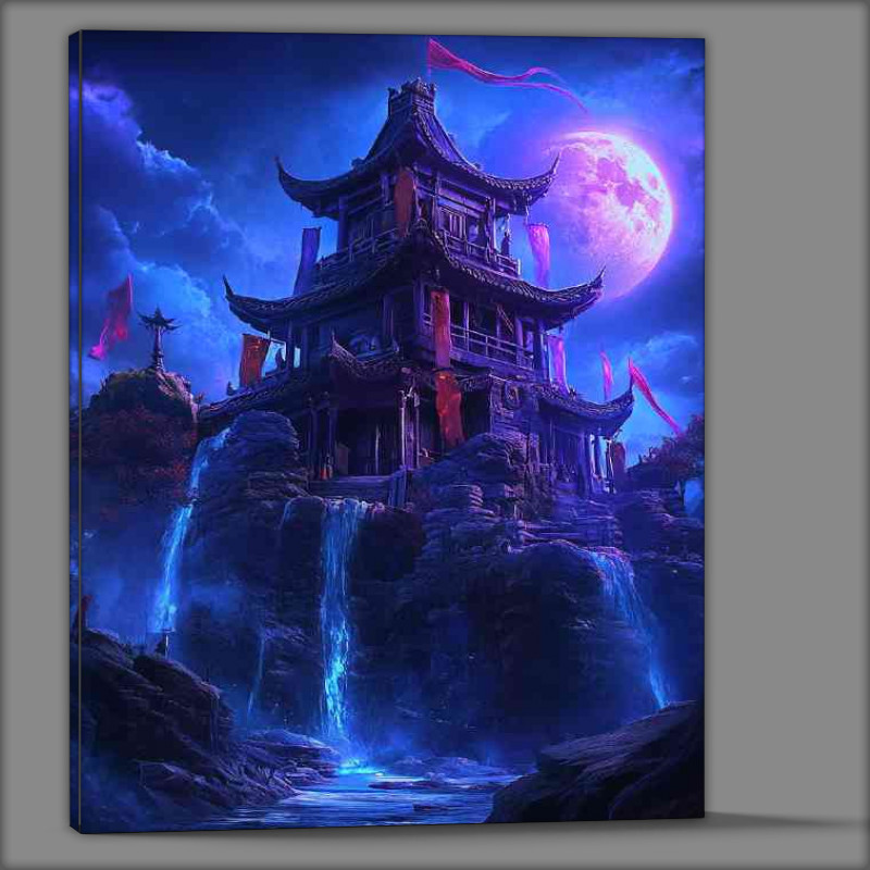 Buy Canvas : (Chinese style building on the top of an island)