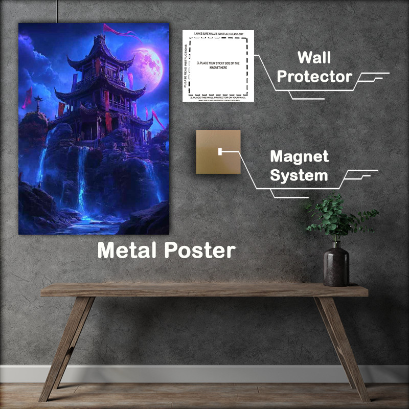 Buy Metal Poster : (Chinese style building on the top of an island)