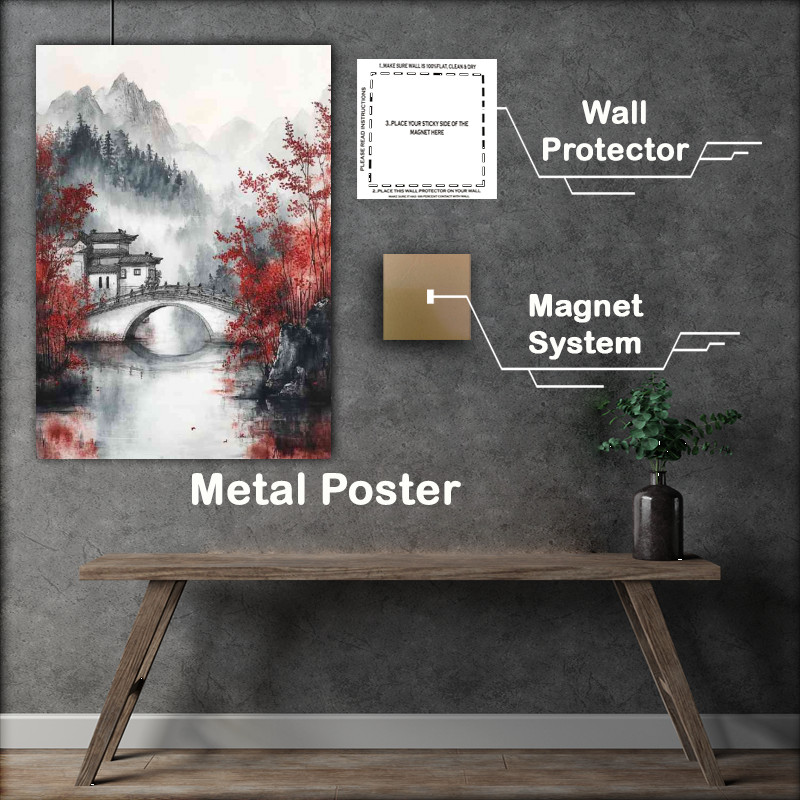 Buy Metal Poster : (Chinese traditional painting an ink and wash landscape)