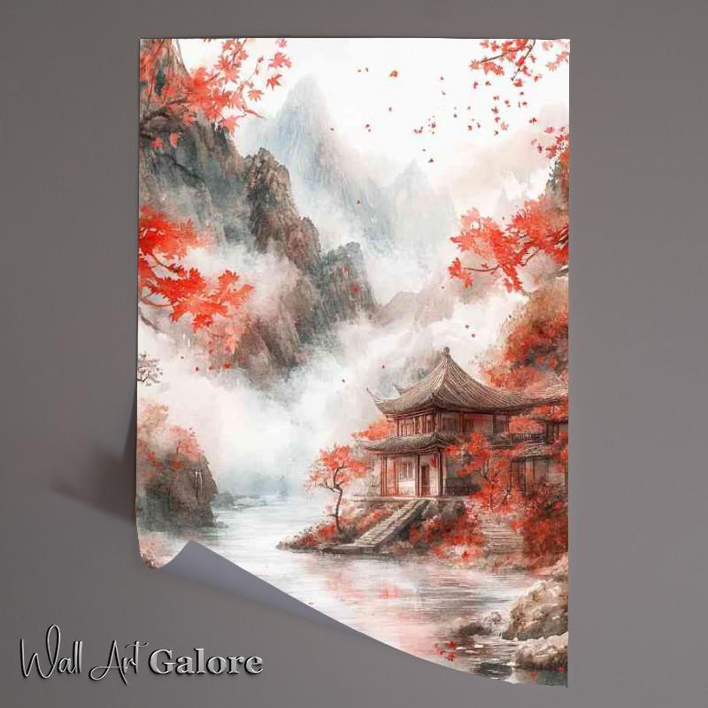 Buy Unframed Poster : (Chinese traditional painting landscape painting in the mist)
