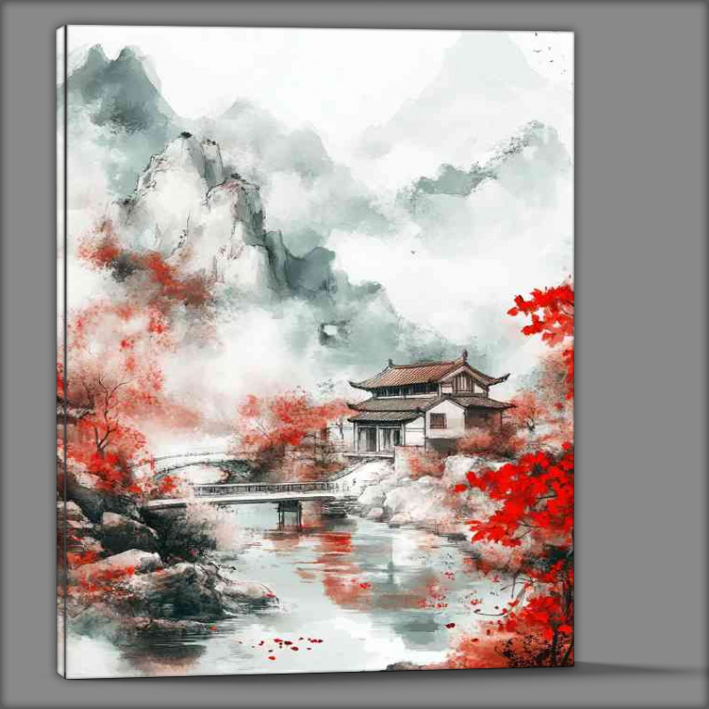 Buy Canvas : (Chinese traditional painting landscape painting with architecture)
