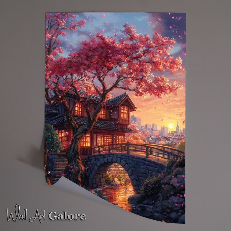 Buy Unframed Poster : (Japanese architecture cherry blossom)