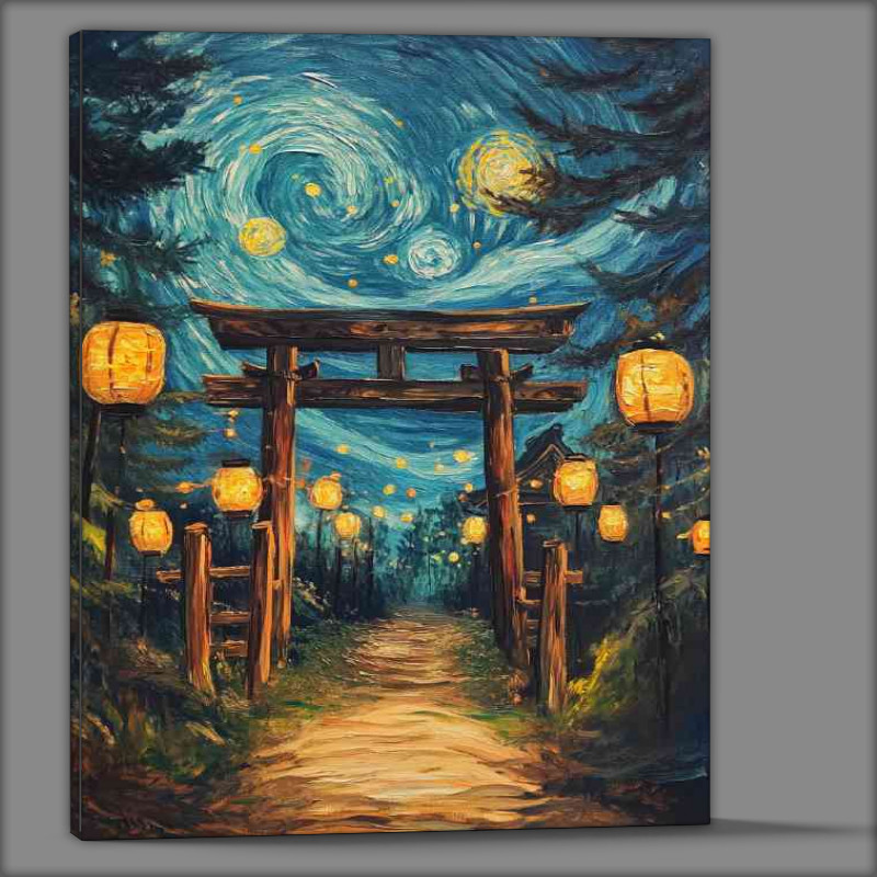 Buy Canvas : (Oil painting of the starry night but with Japanese)