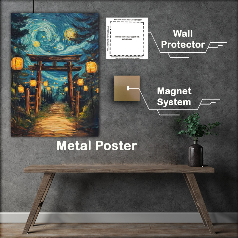 Buy Metal Poster : (Oil painting of the starry night but with Japanese)
