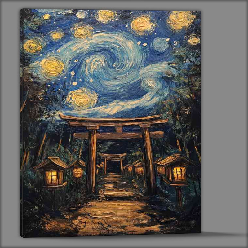 Buy Canvas : (Painting of the starry night but with Japanese lanterns)