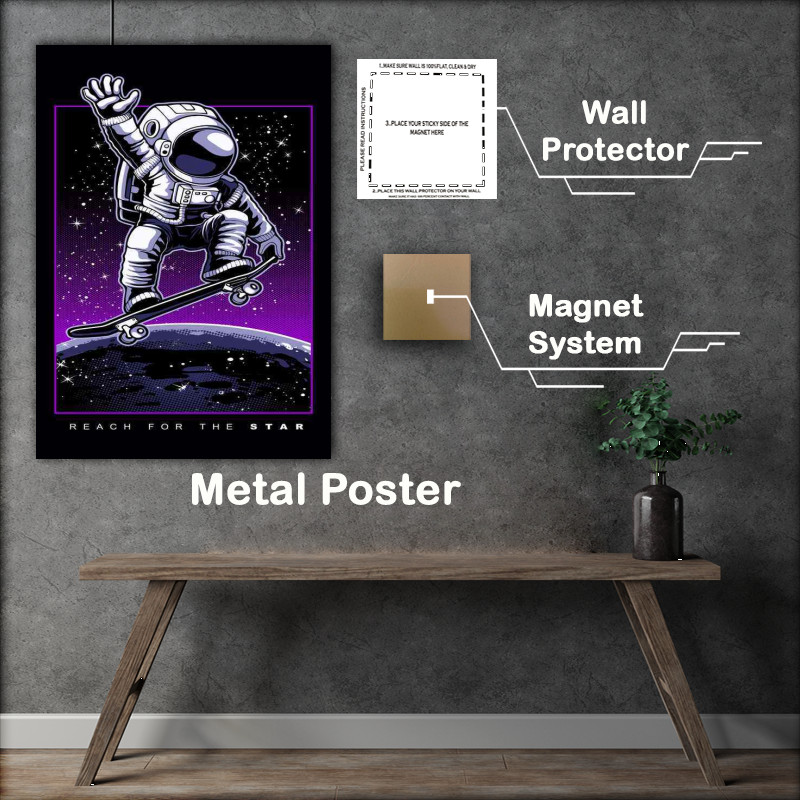 Buy Metal Poster : (Astronaut skateboard)
