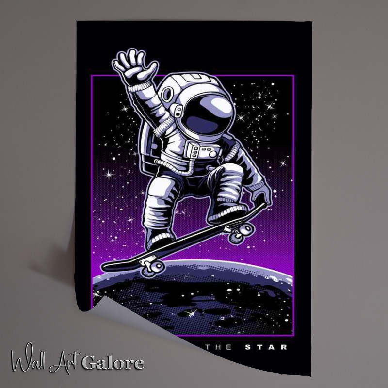 Buy Unframed Poster : (Astronaut skateboard)