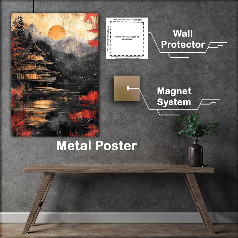 Buy Metal Poster : (Vintage Japanese postcard in the style of Kentaro)