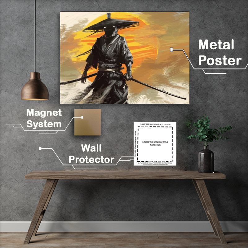 Buy Metal Poster : (Cinematic medium shot of a mysterious Warrior)