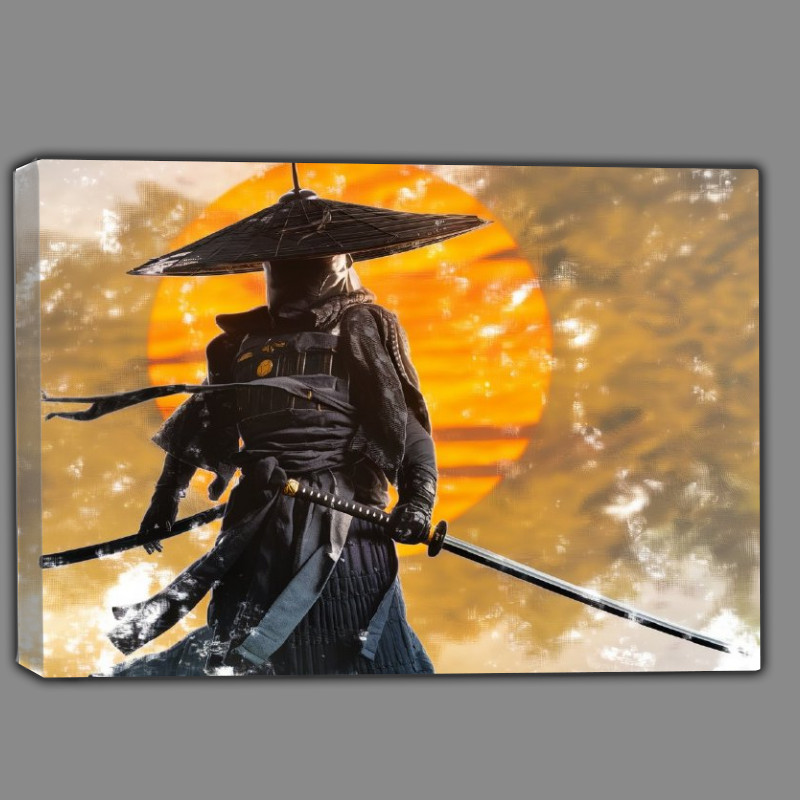 Buy Canvas : (Mysterious figure possibly a warrior with the yellow sun)