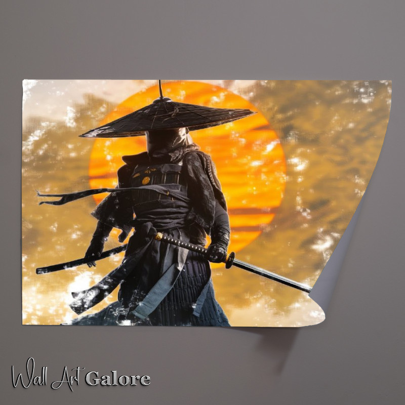Buy Unframed Poster : (Mysterious figure possibly a warrior with the yellow sun)