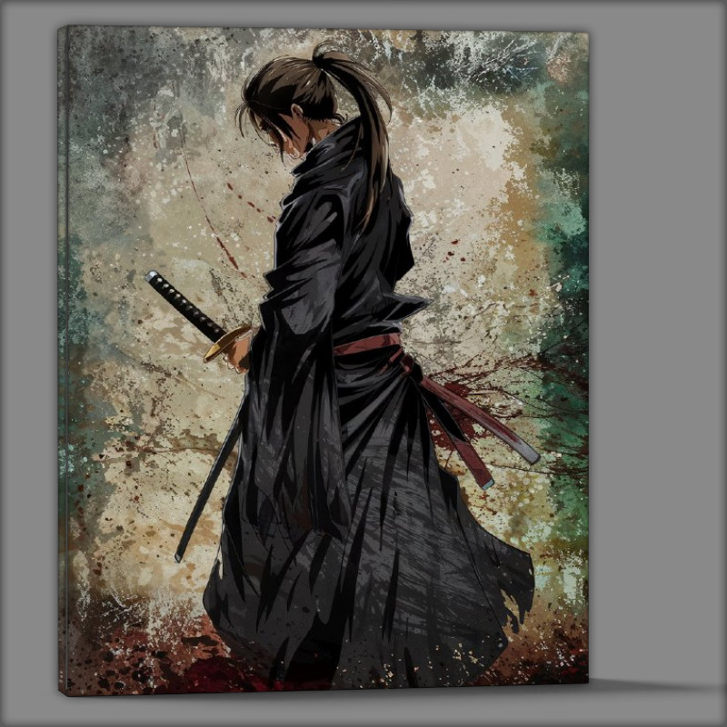Buy Canvas : (Anime style medium shot of a samurai)