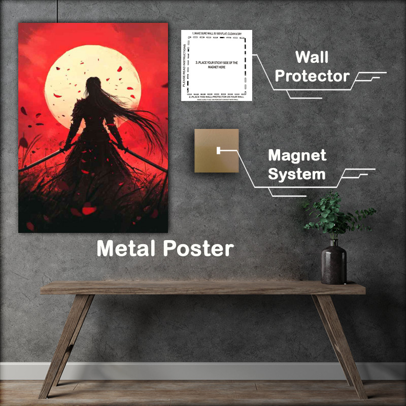 Buy Metal Poster : (Stunning beauty is holding two swords)