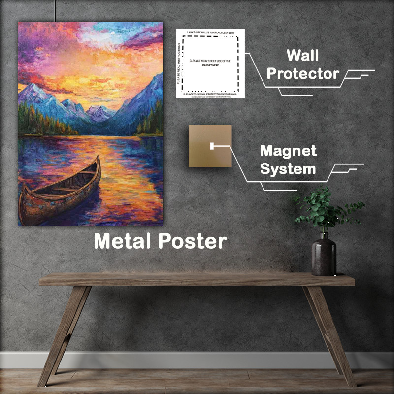 Buy Metal Poster : (Lake with the old boat)