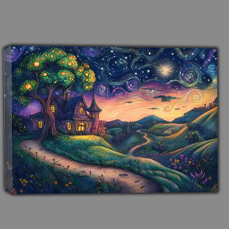 Buy Canvas : (Colorful drawing of an old witchs house)