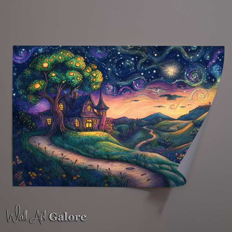 Buy Unframed Poster : (Colorful drawing of an old witchs house)