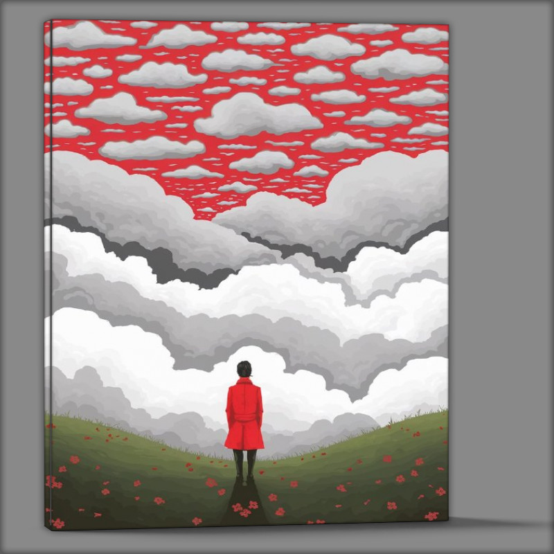 Buy Canvas : (Landscape with a vivid red sky filled with clouds)