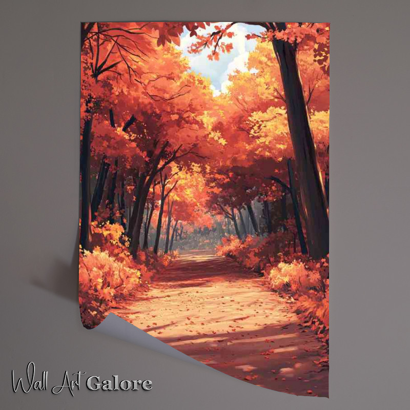 Buy Unframed Poster : (A forest path lined with autumn leaves)