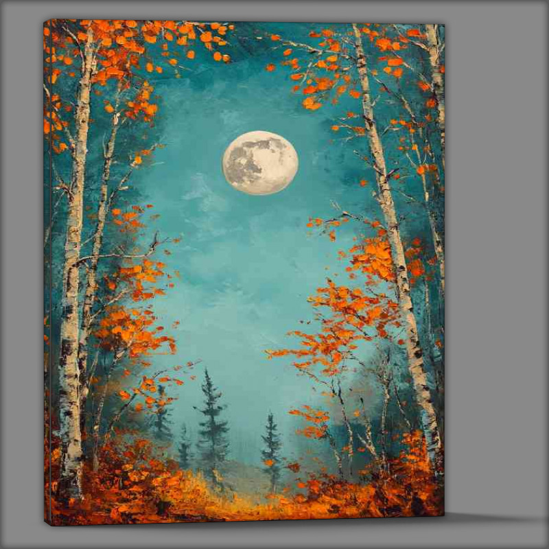 Buy Canvas : (Oil painting depicting trees and leaves in the moon)
