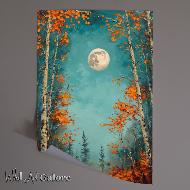Buy Unframed Poster : (Oil painting depicting trees and leaves in the moon)