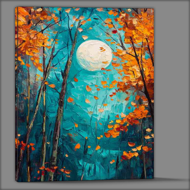 Buy Canvas : (Oil painting depicting trees and leaves in the moon abstract)
