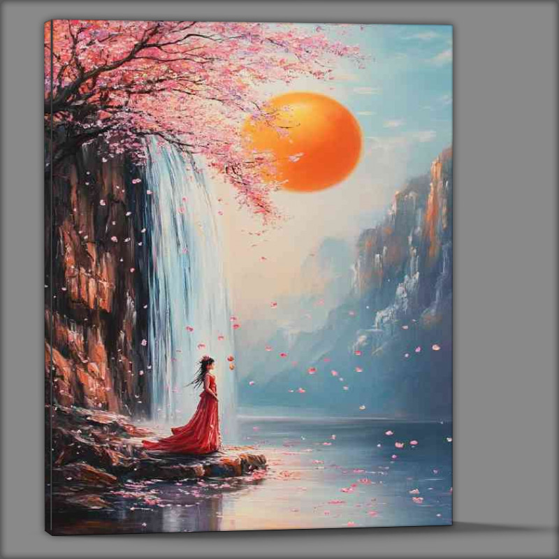 Buy Canvas : (Style of a Chinese ancient girl orange moon)