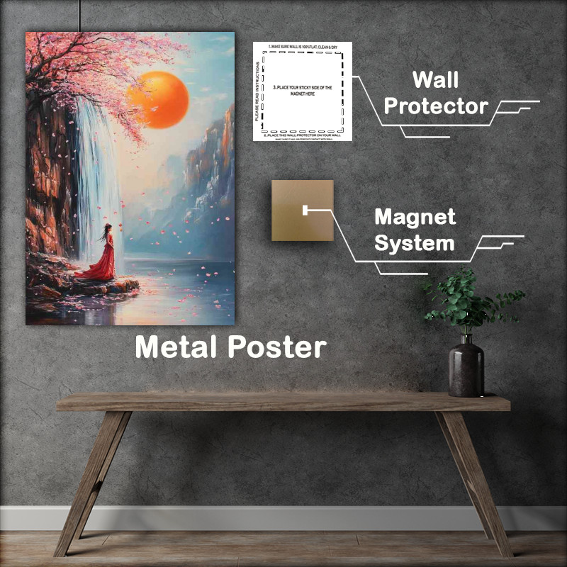 Buy Metal Poster : (Style of a Chinese ancient girl orange moon)