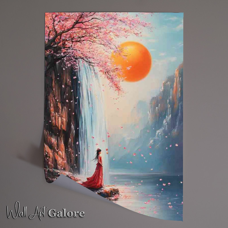 Buy Unframed Poster : (Style of a Chinese ancient girl orange moon)