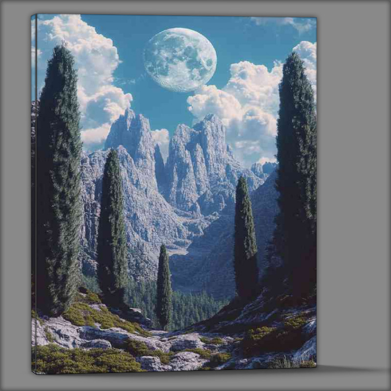 Buy Canvas : (The moon is shining brightly the sky blue)