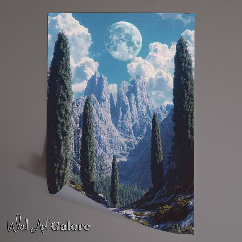 Buy Unframed Poster : (The moon is shining brightly the sky blue)