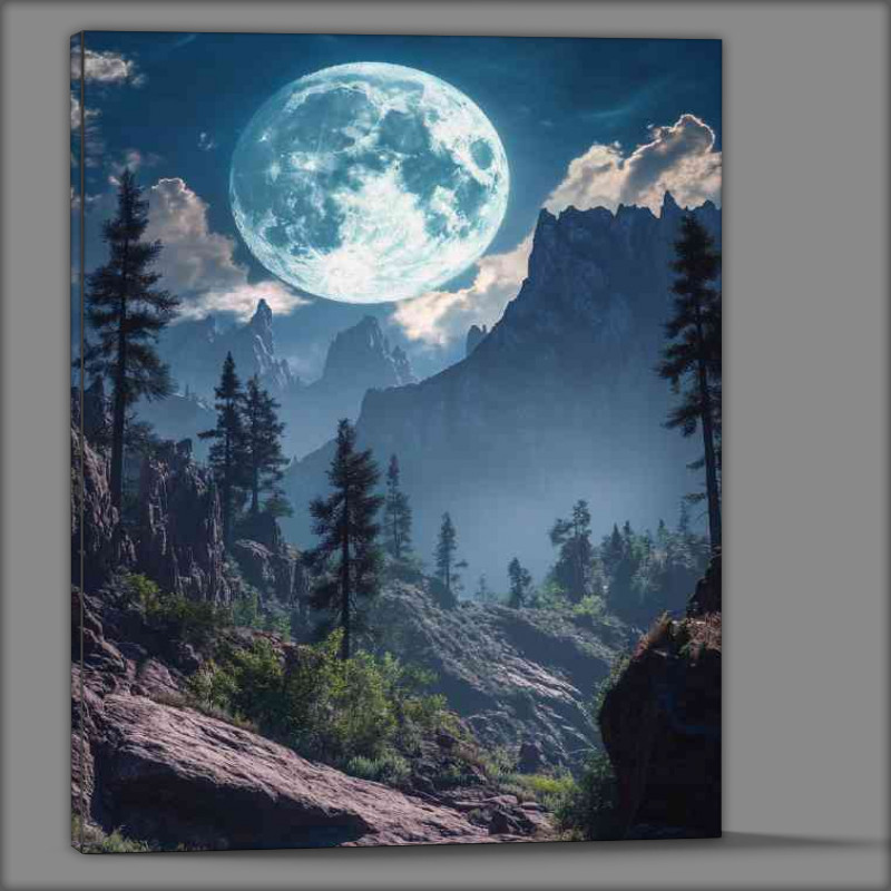 Buy Canvas : (The moon is shining brightly the sky blue and full)