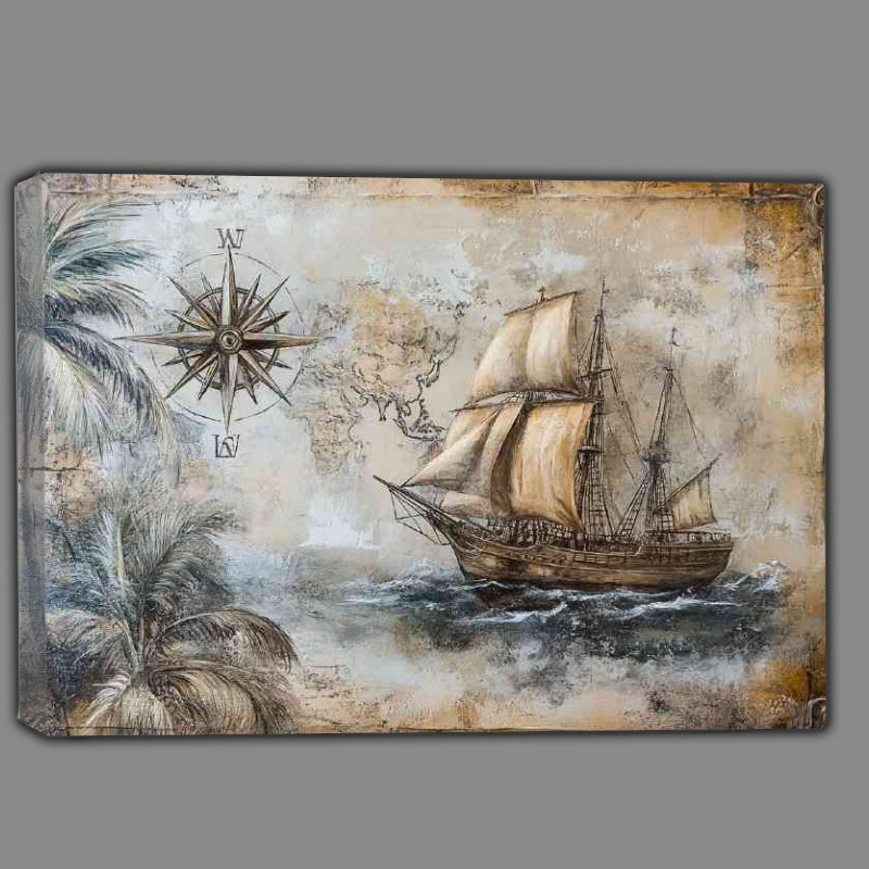 Buy Canvas : (A vintage nautical scene with an old sailing ship)