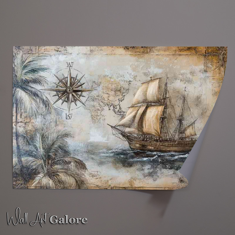 Buy Unframed Poster : (A vintage nautical scene with an old sailing ship)