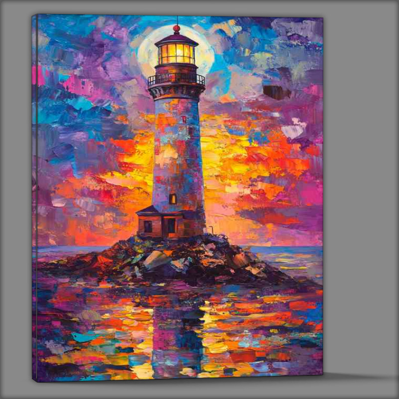 Buy Canvas : (Abstract lighthouse oil painting with beautiful colors)