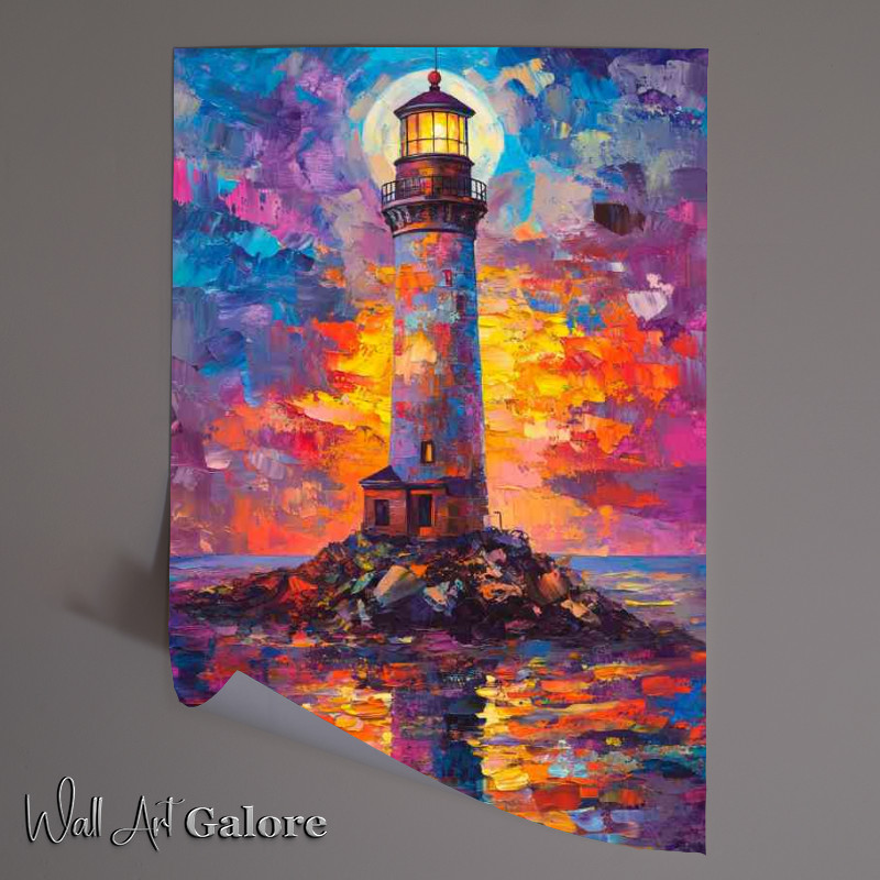 Buy Unframed Poster : (Abstract lighthouse oil painting with beautiful colors)