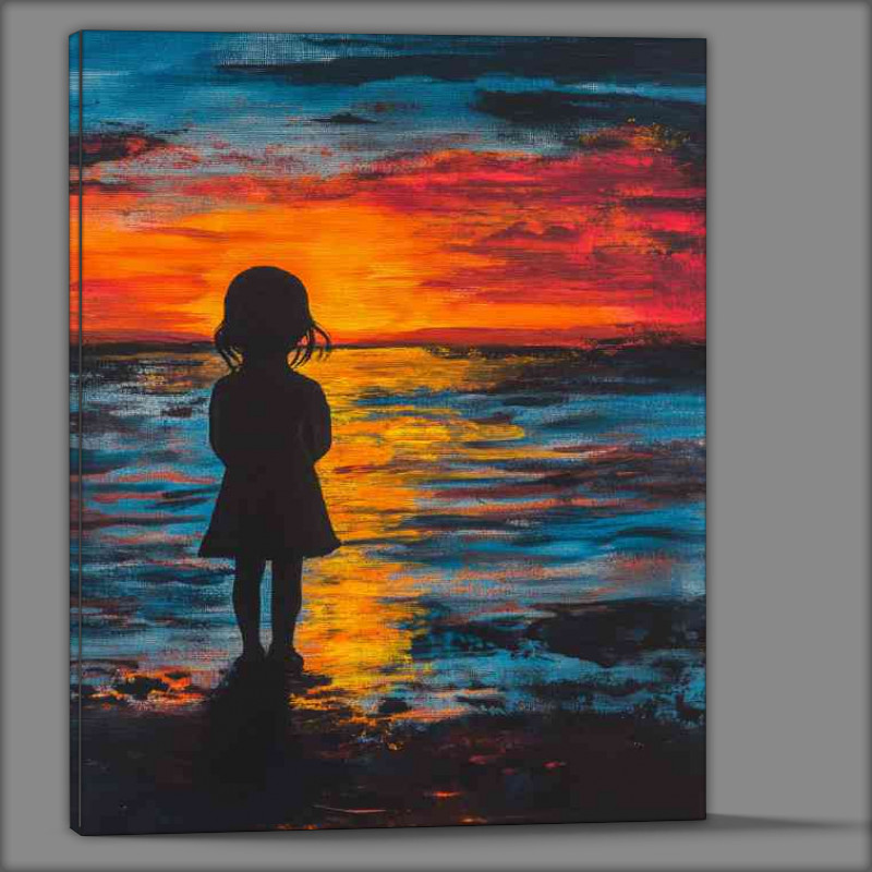 Buy Canvas : (Little girl standing on the beach)