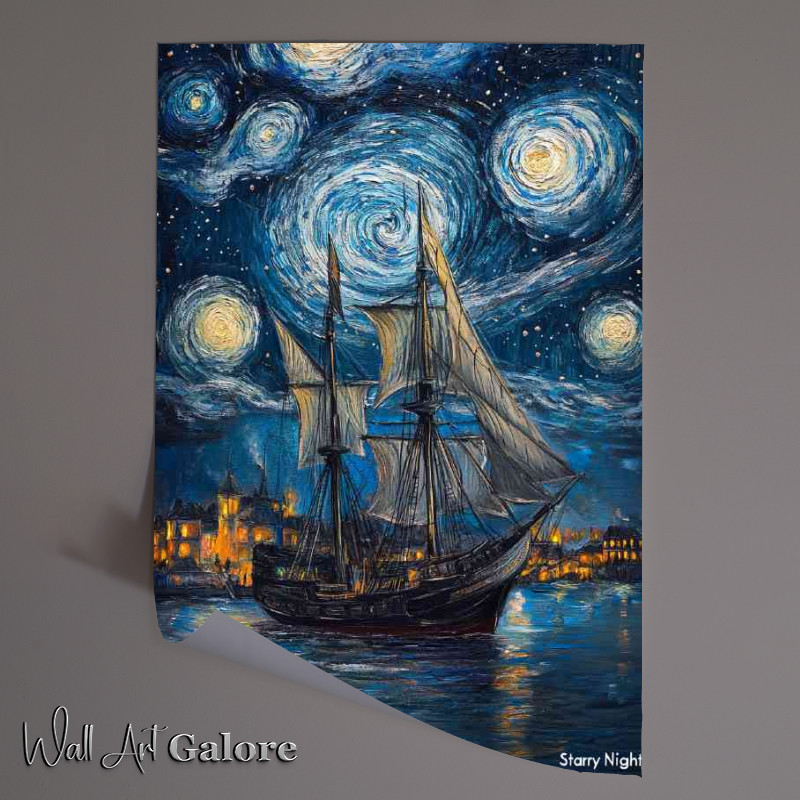 Buy Unframed Poster : (Ship with sails painted in the style of gough)