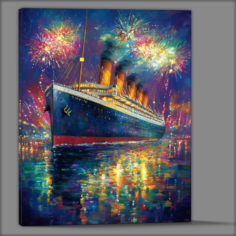 Buy Canvas : (Vibrant painting of the Titanic setting sail)