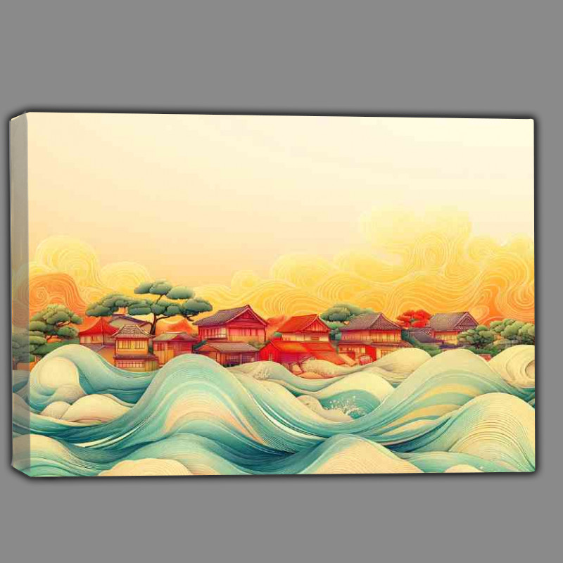 Buy Canvas : (A colorful digital art piece depicting an abstract town)