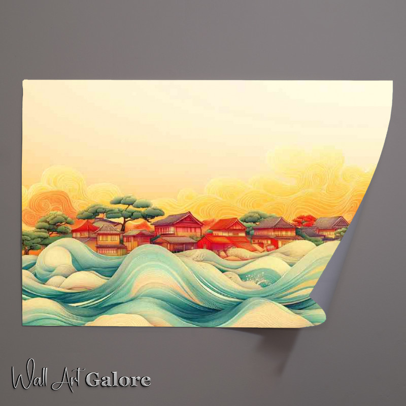 Buy Unframed Poster : (A colorful digital art piece depicting an abstract town)