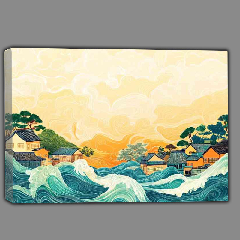 Buy Canvas : (Art piece depicting an abstract crashing waves)