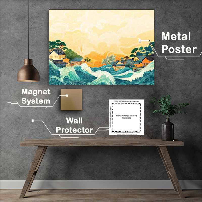 Buy Metal Poster : (Art piece depicting an abstract crashing waves)