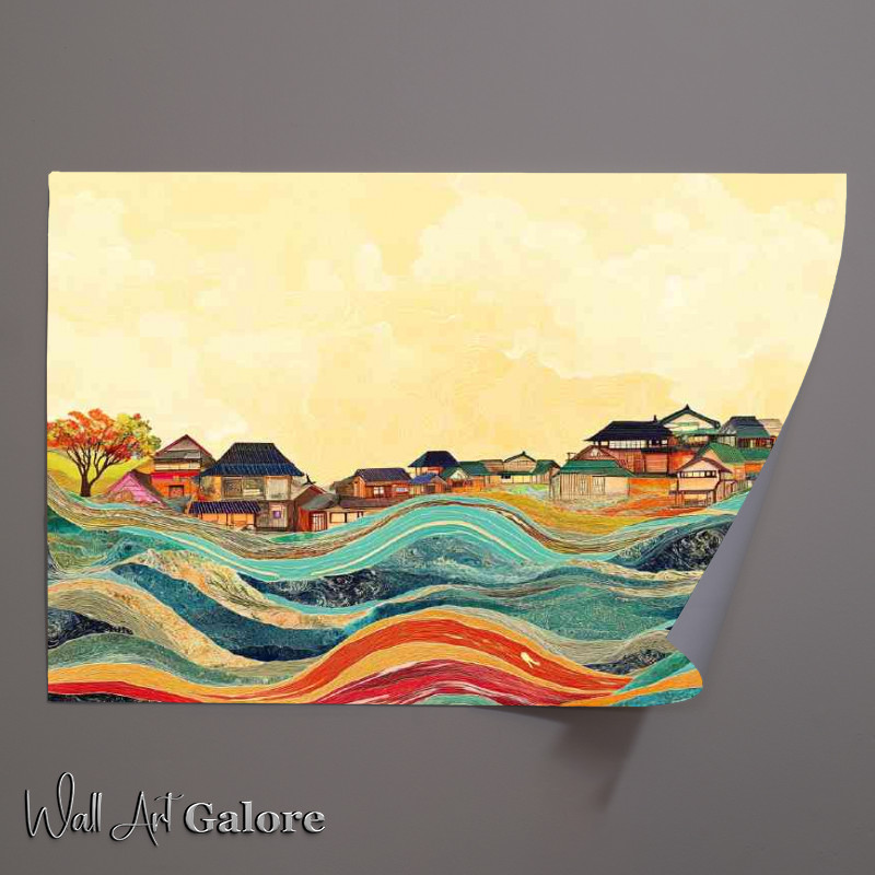Buy Unframed Poster : (Art piece depicting an abstract town and sea)