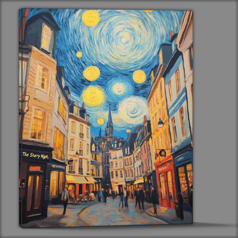 Buy Canvas : (Oil painting old market town starry nights)