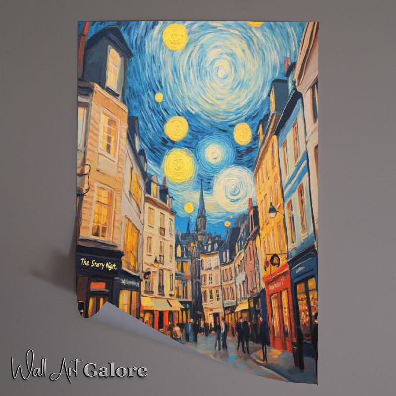 Buy Unframed Poster : (Oil painting old market town starry nights)