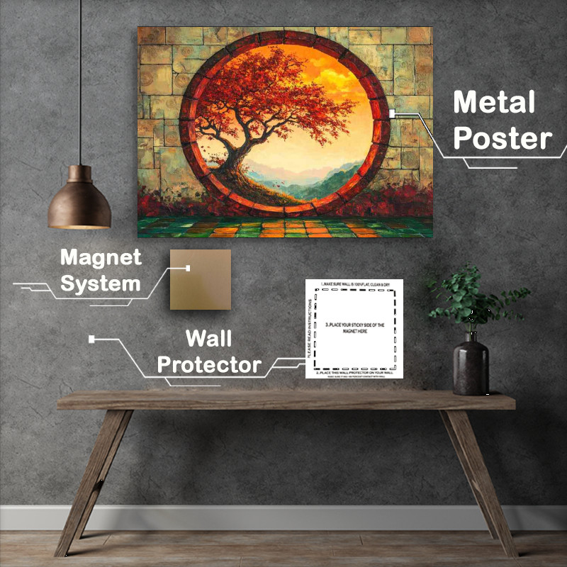 Buy Metal Poster : (An oil painting of a tree an ancient symbol for life)