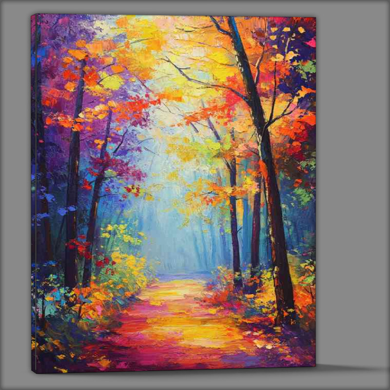 Buy Canvas : (Colorful rainbow bright colors colorful autumn forest)