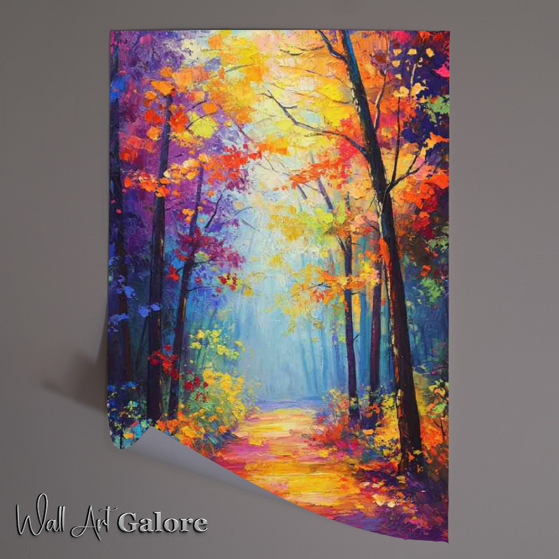 Buy Unframed Poster : (Colorful rainbow bright colors colorful autumn forest)